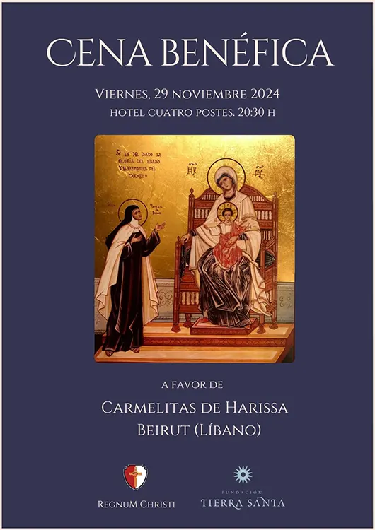 Cartel cena benéfica carmelitas de harissa Líbano, regnum christi